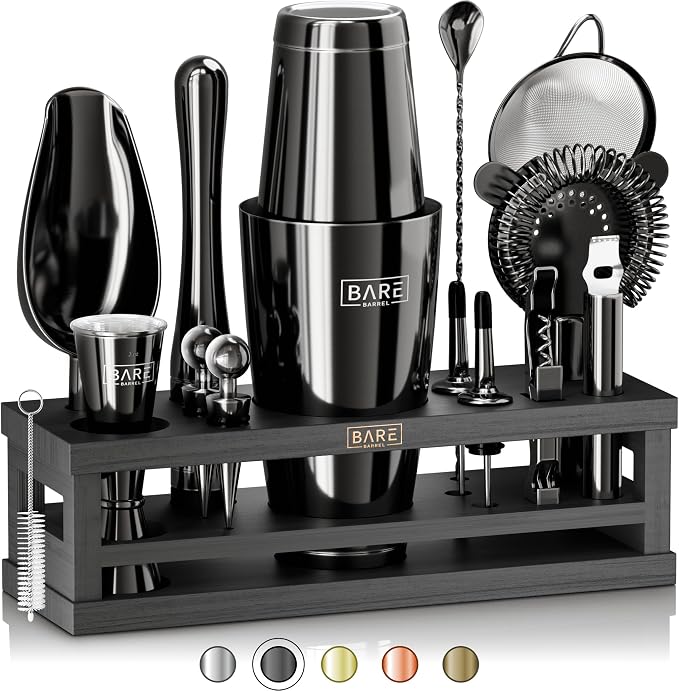 BARE BARREL® Mixology Bartender Kit Bar Set | 16-Piece Cocktail Shaker Set | by BareBarrel