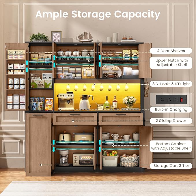 Itaar 71" Kitchen Pantry Cabinet - Image 4