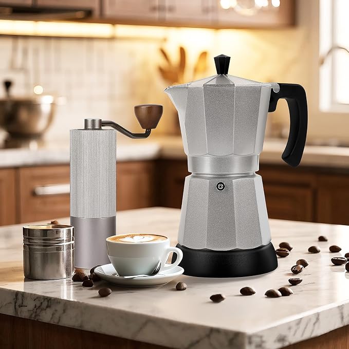 Silver Aluminum Electric Moka Pot, 3 or 6 Cups Espresso Maker - Image 7