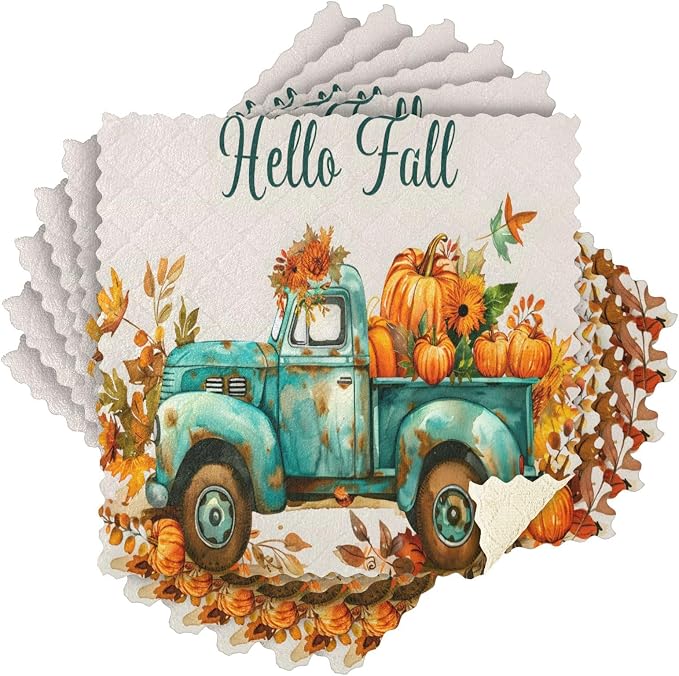 ALAZA Kitchen Towels Vintage Fall Truck by ALAZA