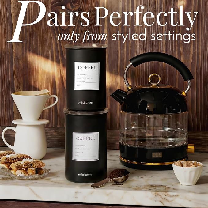 STYLED SETTINGS Vacuum Seal Coffee Bean Container Set – 2-Piece Stainless Steel - Image 8