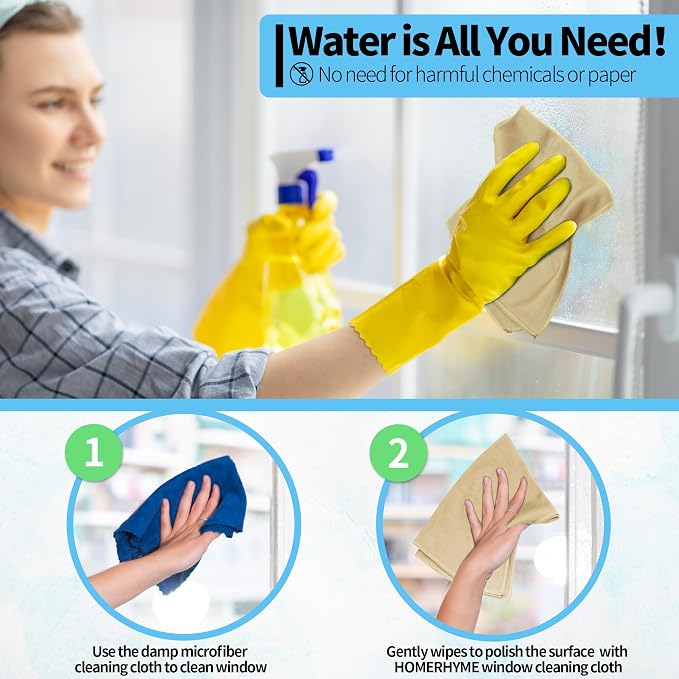 Microfiber Cleaning Cloth, 12 Pack Window Glasses Cleaning Cloth, Reusable - Image 5
