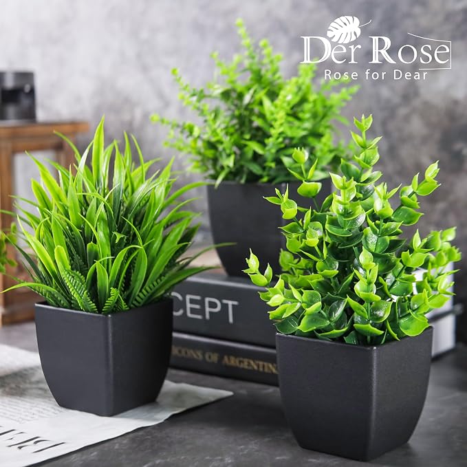 Der Rose 4 Packs Fake Plants Small Artificial Mini Faux Plants - Image 5