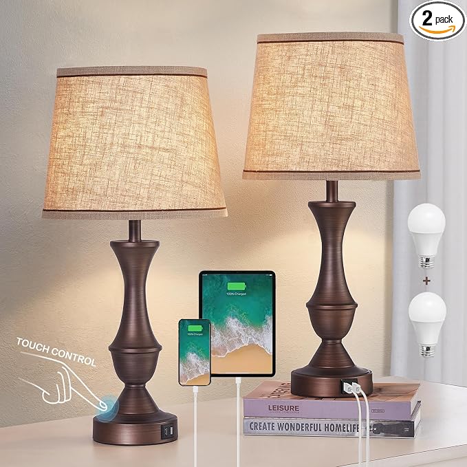 Luvkczc Touch Table Lamps Set of 2, Dimmable Table Lamp, Nightstand Lamps by Luvkczc