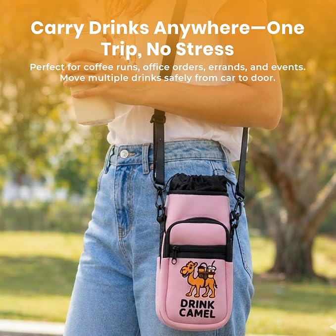 Water Bottle Carrier Bag, 25-32oz Bottle Pouch Holder, Adjustable Shoulder Hand - Image 3