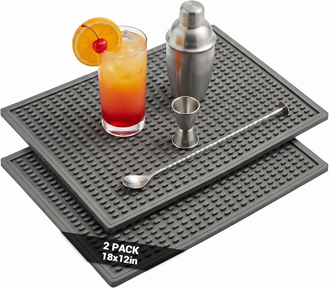 Rubber Bar Mat for Counter, Heat Resistant & Spill-proof Countertop Protector by ZJWZLG