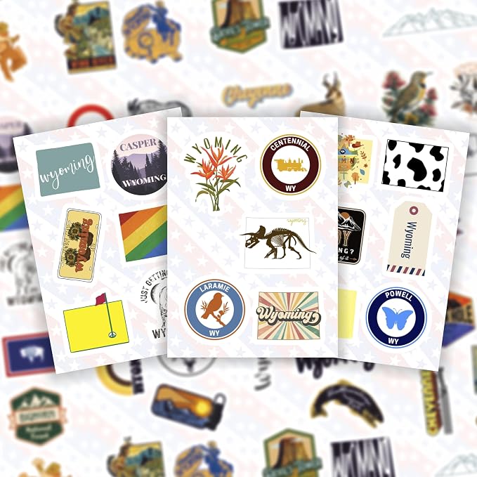 100Pcs Wyoming Sticker for Water Bottle and Laptop - Image 7