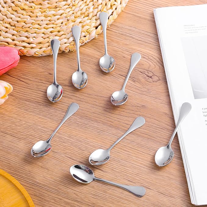 8pcs Stainless Steel Tiny Seasoning Spoons, 3.54in Small Condiment Scoop - Image 7