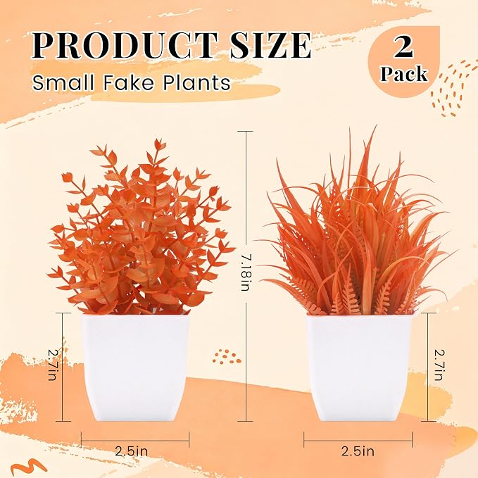 Der Rose 2 Pack Fake Plants Maple Red Artificial Potted Plants - Image 2