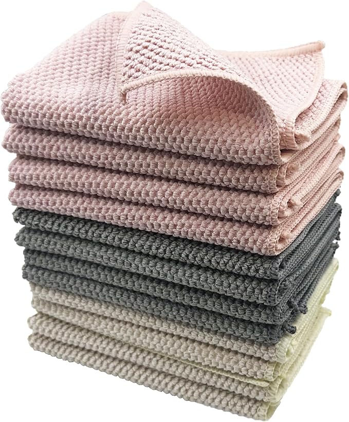 Microfiber Cleaning Cloths 12-Pack – Super Absorbent, Lint-Free Towels by KWBLWF