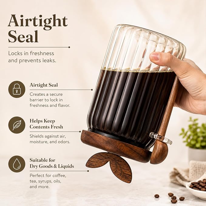 Airtight Coffee Canister, Acacia Coffee Grounds Container - Image 7