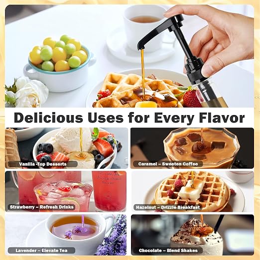 Mini Syrup Pump for 375ml Bottles – Coffee Syrup Dispenser Pumps, 4 Pack Pumps - Image 7