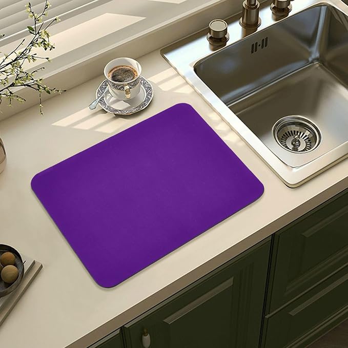 Purple Dish Drying Mat for Kitchen Counter No-slip Rubber Bottom Coffee Mat - Image 8