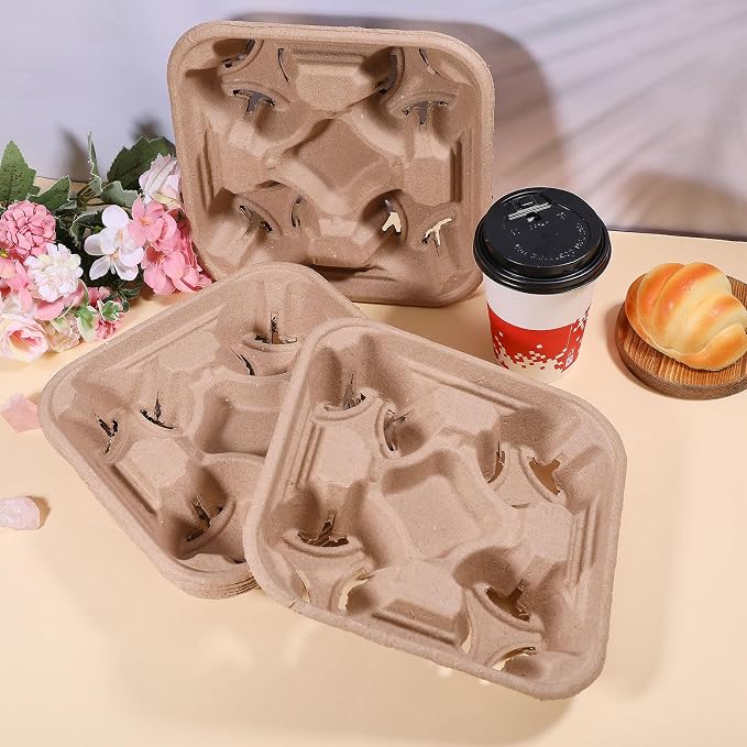 CHGCRAFT 30 Pcs 4 Cup Drink Carrier Drink Cup Holder Coffee Take Out Trays - Image 5