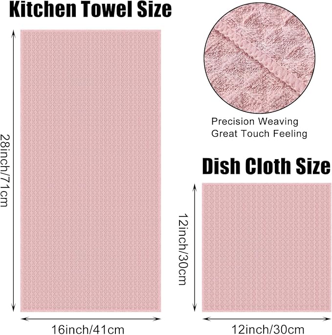 Homaxy Microfiber Waffle Weave Kitchen Towels Set, 16 x 28 Inch and 12 X 12 - Image 3