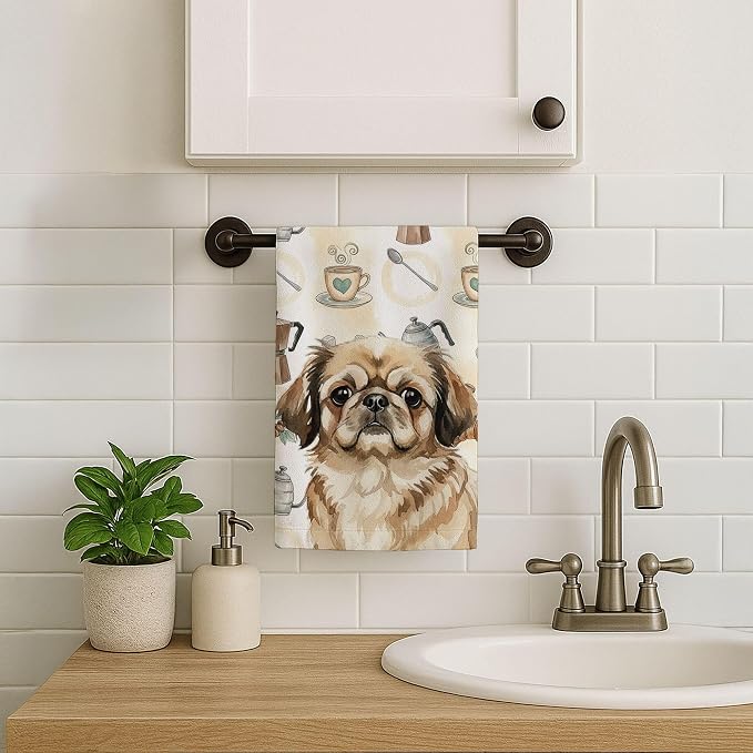 Caroline's Treasures Sable Pekingese Coffee Bar Kitchen Towel Velour Plush - Image 7