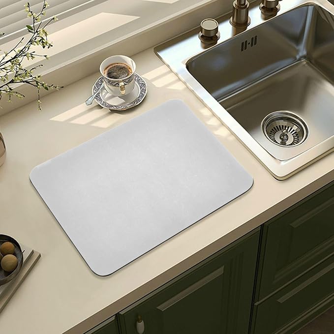 Grey Dish Drying Mat for Kitchen Counter No-slip Rubber Bottom Drainer Mats - Image 8