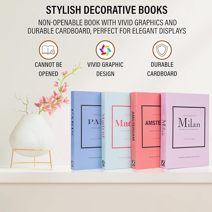 PROBENEX 4 Pcs Decorative Books | Faux Pastel Coffee Table & Shelf Decor | Soft - Image 9