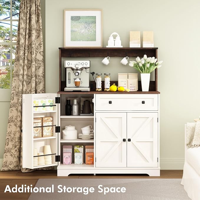 Wnutress Farmhouse Coffee Bar Cabinet - Image 4