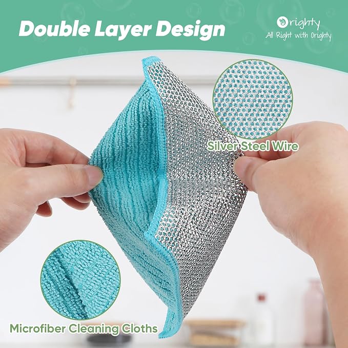 Orighty Multipurpose Wire Dishwashing Rag, Reusable Steel Scrubber Dishcloth - Image 4