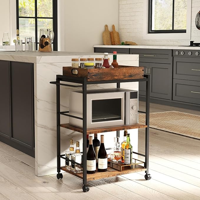 3 Tier Kitchen Cart, Rolling Bar Cart - Image 5