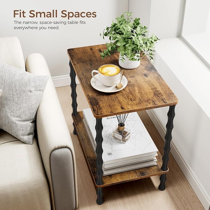 Vintage Small Side Table, 21.9 Inch Living Room End Table, 2-Tier Coffee Table - Image 5