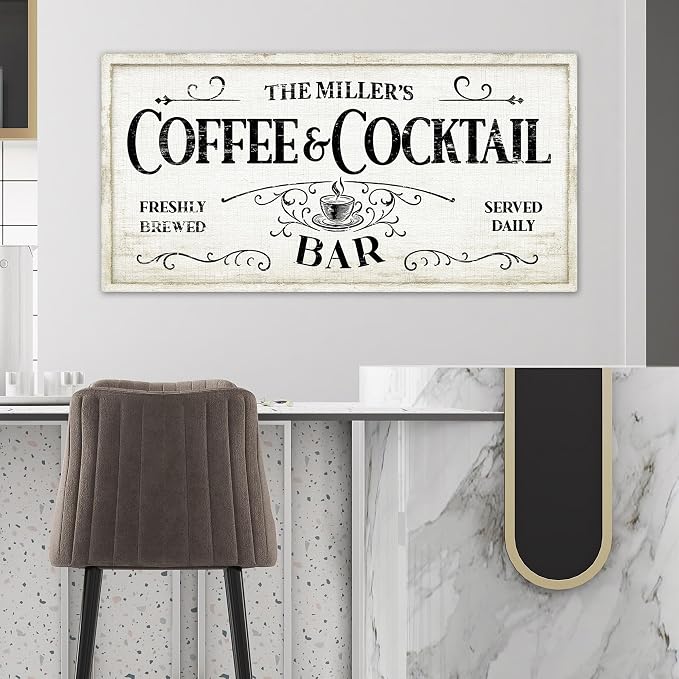 AWESOMETIK Personalized COFFEE COCKTAIL BAR Sign, Coffee Decor Set, - Image 4