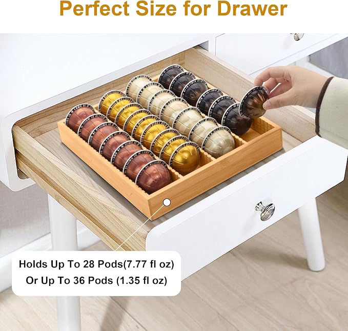 MinBoo Bamboo Coffee Pod Storage Holder Drawer Insert - Image 6
