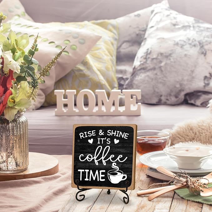 Farmhouse Coffee Bar Sign, Rise & Shine It's Coffee Time - Image 6