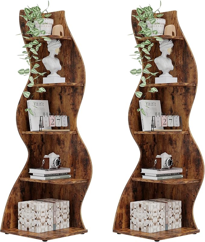 Tribesigns Corner Shelf, Rustic 5-Tier Wall Corner Bookshelf, Stylish Corner by Unknown