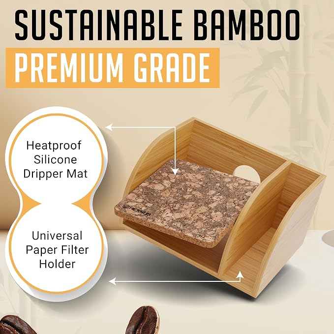 HEXNUB Pour Over Caddy for Chemex Bodum Cosori Coffee Makers Cork | Handmade - Image 5