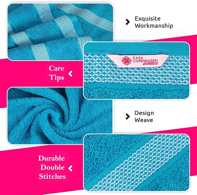 CASA COPENHAGEN Solitaire 6 Pieces Towel Set- Teal Blue, 600 GSM 2 Bath Towel 2 - Image 4