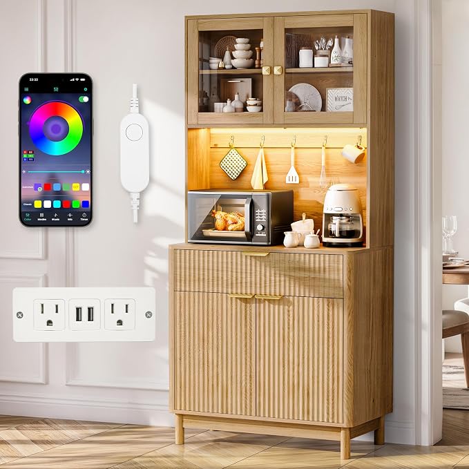 70'' Fluted Kitchen Pantry Cabinet by Unknown