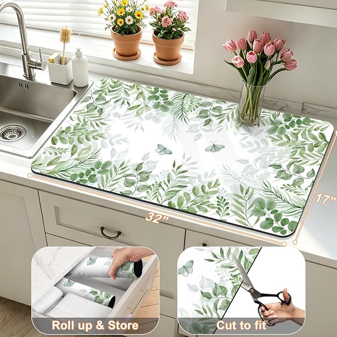 LOKHOM Dish Drying Mat for Kitchen Counter, Drain Rack Mat for Counter Coffee - Image 2