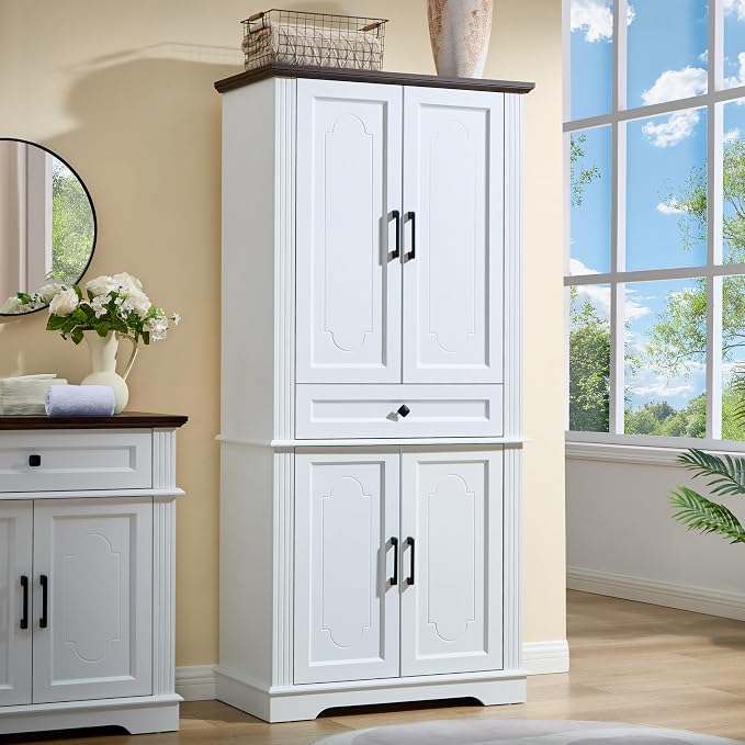 71" White Tall Pantry Cabinet - Image 5