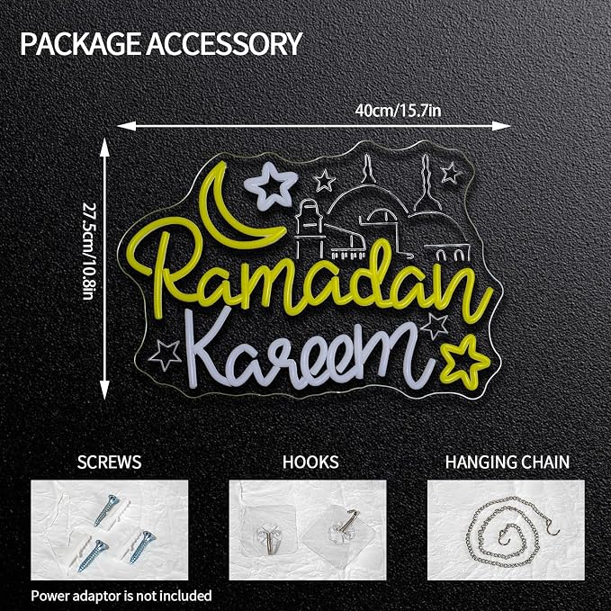 Ramadan Kareem Neon Sign Dimmable Ramadan Mubarak Neon Light Sign - Image 2