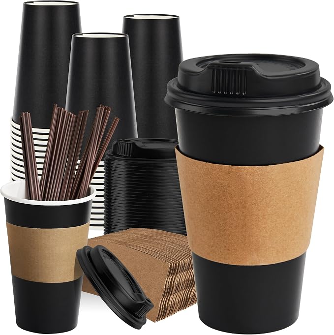RACETOP 50 Pack 16 oz Coffee Cups by RACETOP
