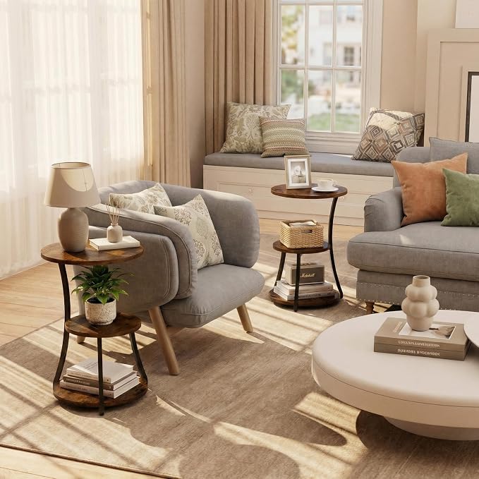 Round Side Table, 3-Tier End Table - Image 7