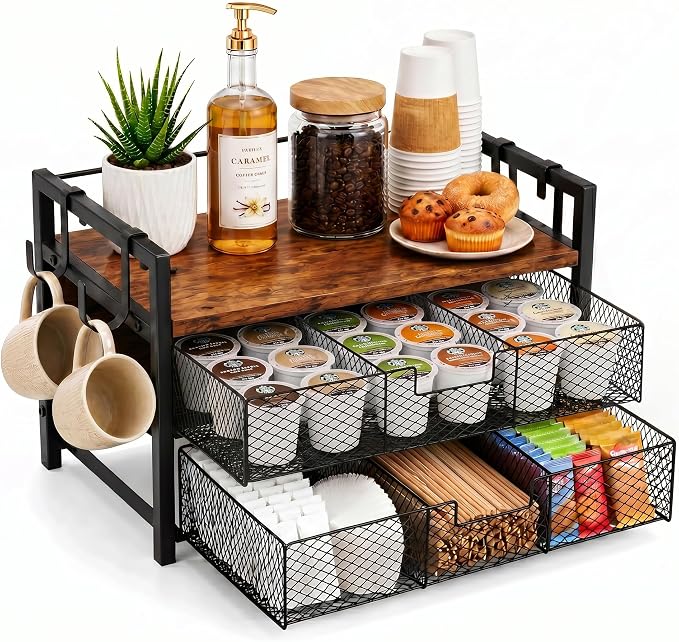 Coffee Station Organizer, Countertop Coffee Bar Holder by DEARPER