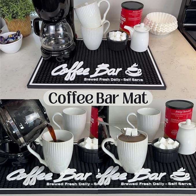 Brewed Fresh Daily Silicone Coffee Bar Mat 18x12 in, Self Serve Countertop - Image 5