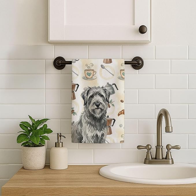 Caroline's Treasures Gray Briard Coffee Bar Kitchen Towel Velour Plush Front - Image 7