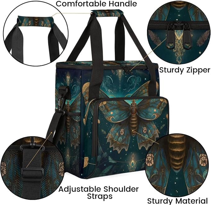 Butterfly Retro Vintage Coffee Maker Carring Bag, Large Insulated Storage - Image 6