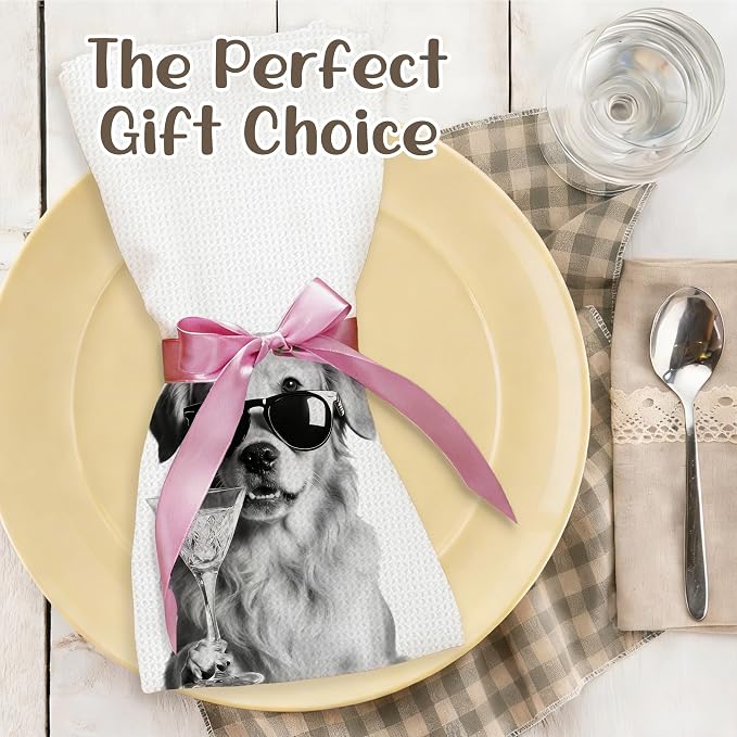 Funny Golden Retriever Kitchen Towels Set of 2, Dog Kitchen Accessories - Image 5