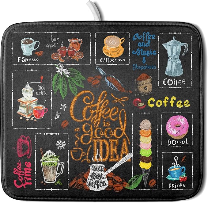 Absorbent Reversible Microfiber Dish Drying Mat 16 x 18 Inch by Kawani