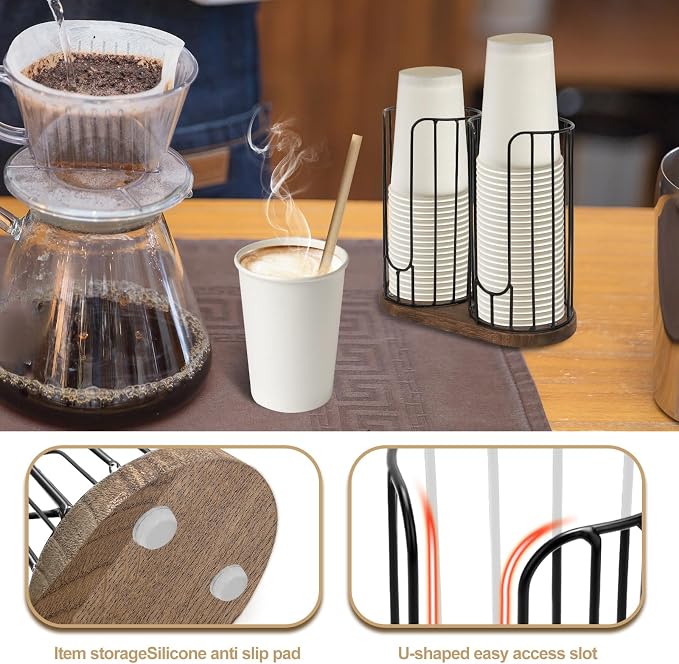 2-Compartment 18oz Coffee Cup Dispenser Rack - Image 5