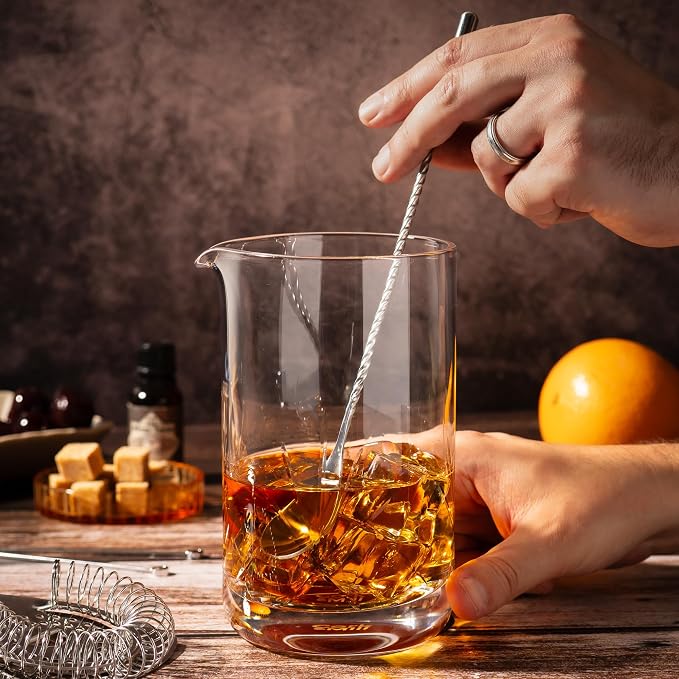 Cork & Mill Cocktail Mixing Glass, Old Fashioned Kit, Large 24 oz Crystal - Image 3