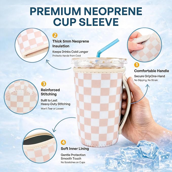 KJQJLY 3 Pack Reusable Iced Coffee Sleeves - Image 4