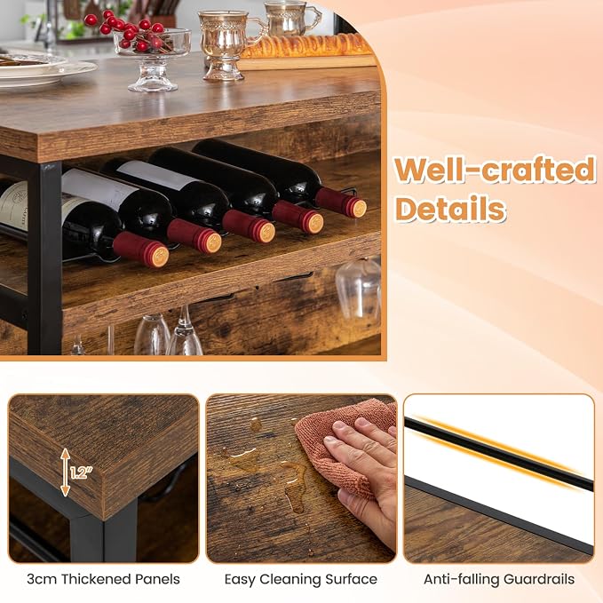 Giantex Home Bar Unit, 4 Tier Liquor Bar Table - Image 7