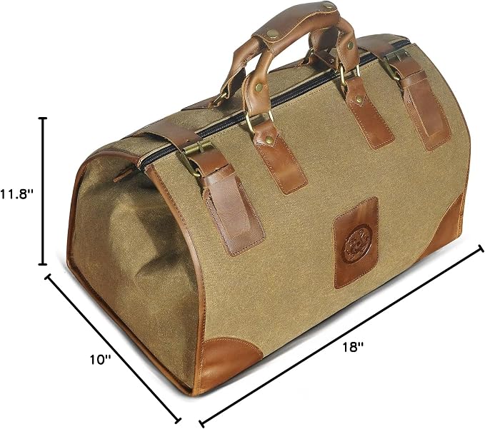 Water Resistant Canvas + Leather Travel Luggage Tote Duffle Gym Suitcase - Image 8