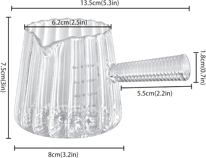 6oz Espresso Measuring Cup, V-spout Glass Espresso Shot Cup - Image 2